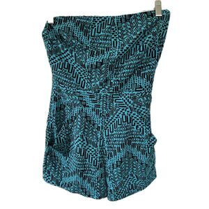 Dolce Vita DV Strapless Side Pockets Teal Black Tribal Graphic Romper S